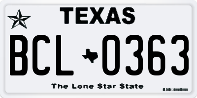 TX license plate BCL0363