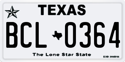 TX license plate BCL0364