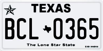 TX license plate BCL0365