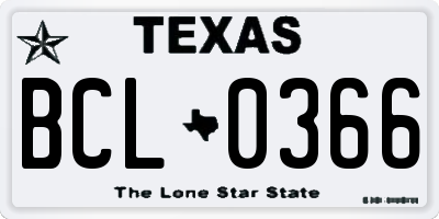 TX license plate BCL0366