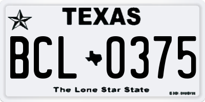 TX license plate BCL0375