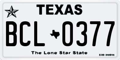 TX license plate BCL0377