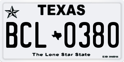TX license plate BCL0380