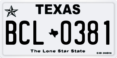 TX license plate BCL0381