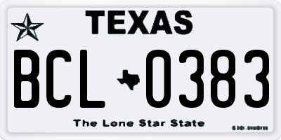 TX license plate BCL0383