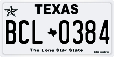 TX license plate BCL0384