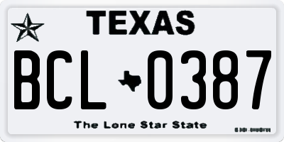 TX license plate BCL0387
