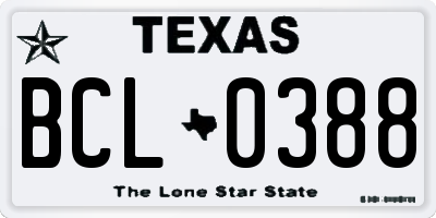 TX license plate BCL0388