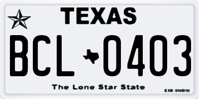 TX license plate BCL0403