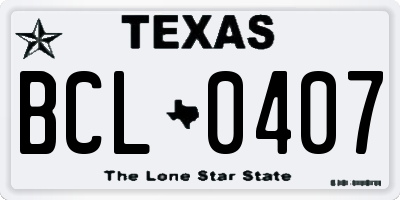 TX license plate BCL0407