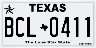 TX license plate BCL0411