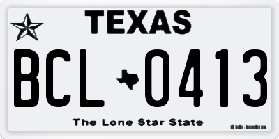 TX license plate BCL0413