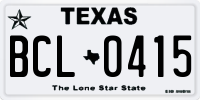 TX license plate BCL0415