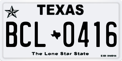 TX license plate BCL0416