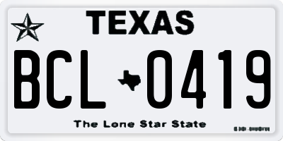 TX license plate BCL0419