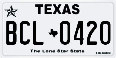 TX license plate BCL0420