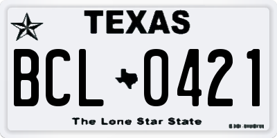 TX license plate BCL0421