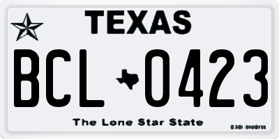 TX license plate BCL0423