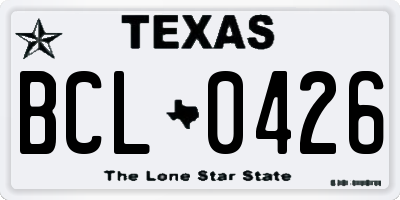 TX license plate BCL0426