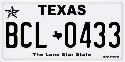 TX license plate BCL0433