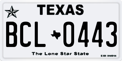 TX license plate BCL0443