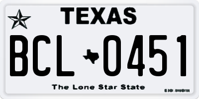 TX license plate BCL0451