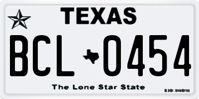 TX license plate BCL0454