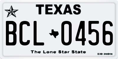 TX license plate BCL0456