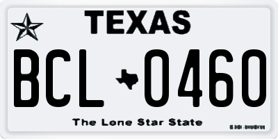 TX license plate BCL0460
