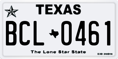 TX license plate BCL0461