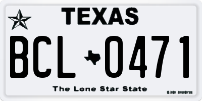 TX license plate BCL0471