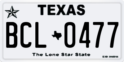 TX license plate BCL0477