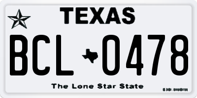 TX license plate BCL0478