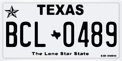 TX license plate BCL0489