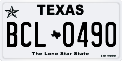 TX license plate BCL0490