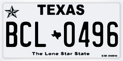 TX license plate BCL0496