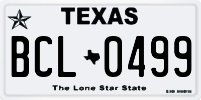 TX license plate BCL0499
