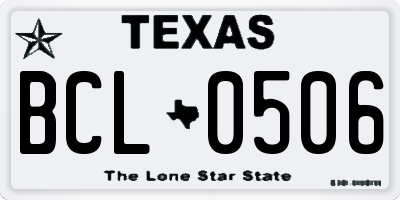 TX license plate BCL0506