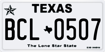 TX license plate BCL0507