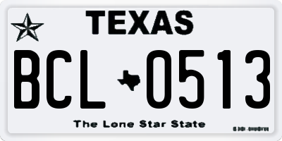 TX license plate BCL0513