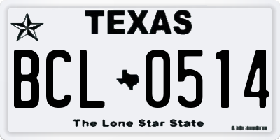 TX license plate BCL0514