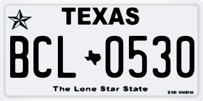 TX license plate BCL0530