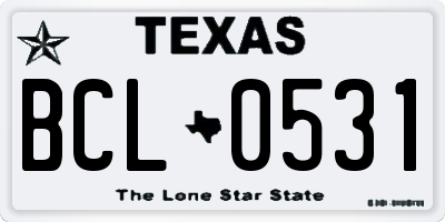 TX license plate BCL0531