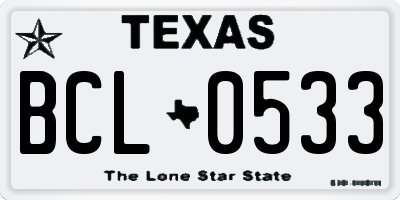 TX license plate BCL0533