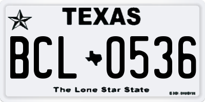 TX license plate BCL0536