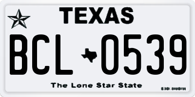 TX license plate BCL0539