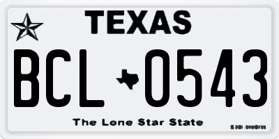TX license plate BCL0543