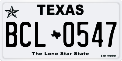 TX license plate BCL0547