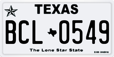 TX license plate BCL0549