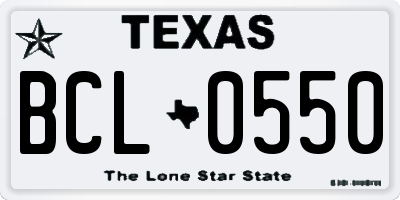 TX license plate BCL0550